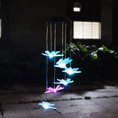 Solar String Light Waterproof Hanging Lamps Garden Decor Butterfly Dragonfly Hummingbird Light