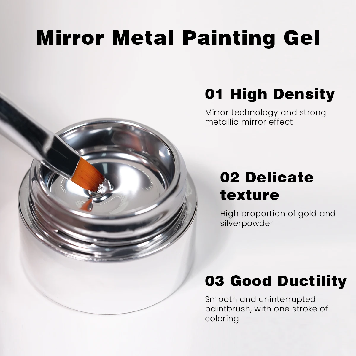 OEM Private Label Super Bright Silver Metal Chrome Gel Paint Color for Nail Art Metal Nail Painting Gel Polish