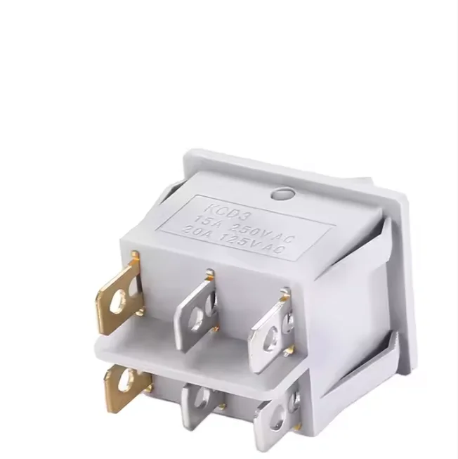 KCD3 white 6pin 2 Rocker Switch 125V 16A 6 pin two block double row side automatic sensor light