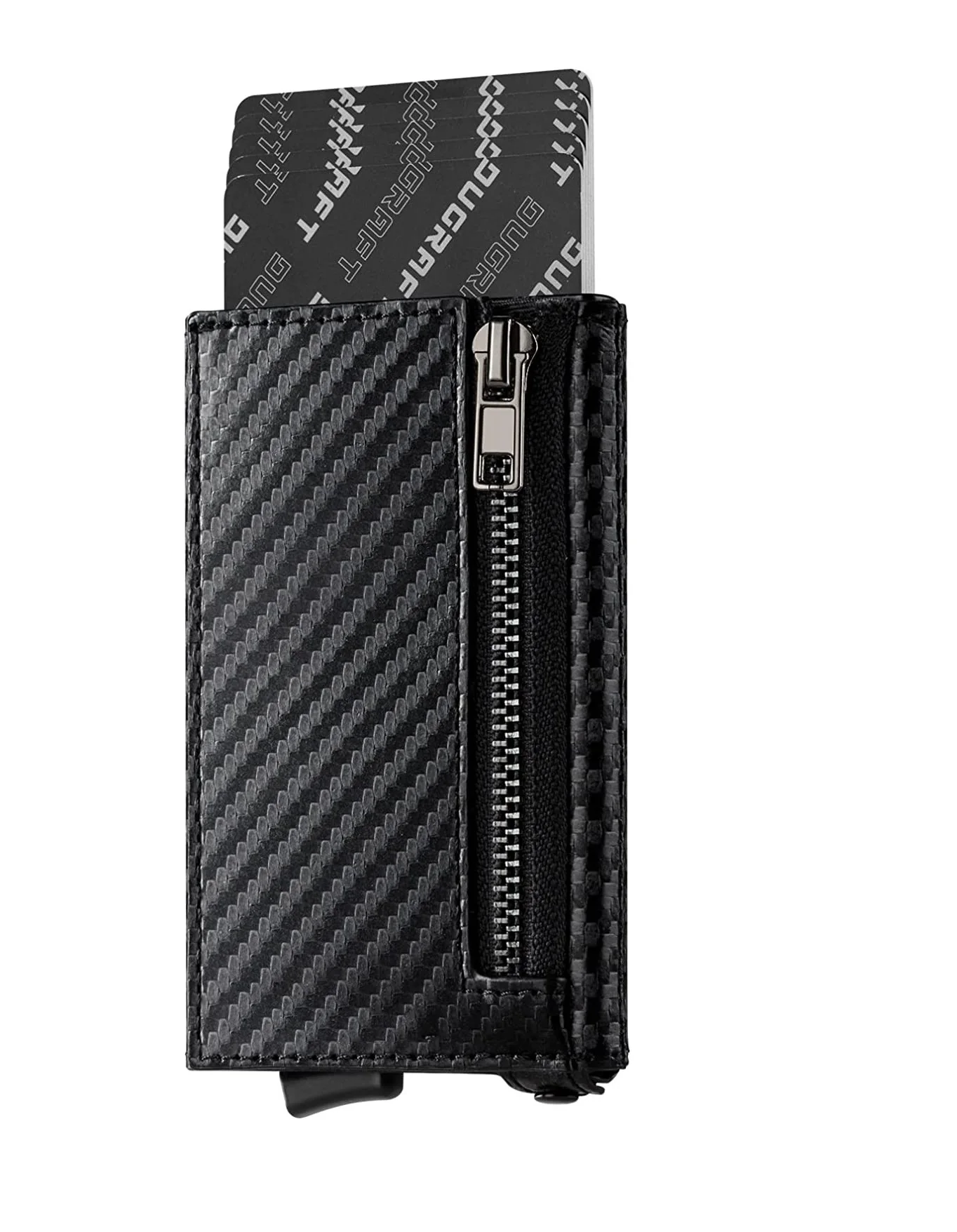Brand Designer Carbon Fiber Slim Wallet with Coin Compartment RFID Protection Smart Pop up Card Holder Wallet