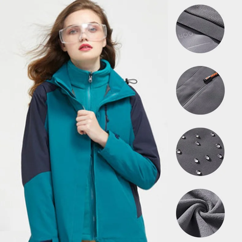 Womans Outdoor Windbreaker High Fleece Inner Snow Trekking Jackets Insulated Hiking Outfit Warm Clothes To Wear For  Winter