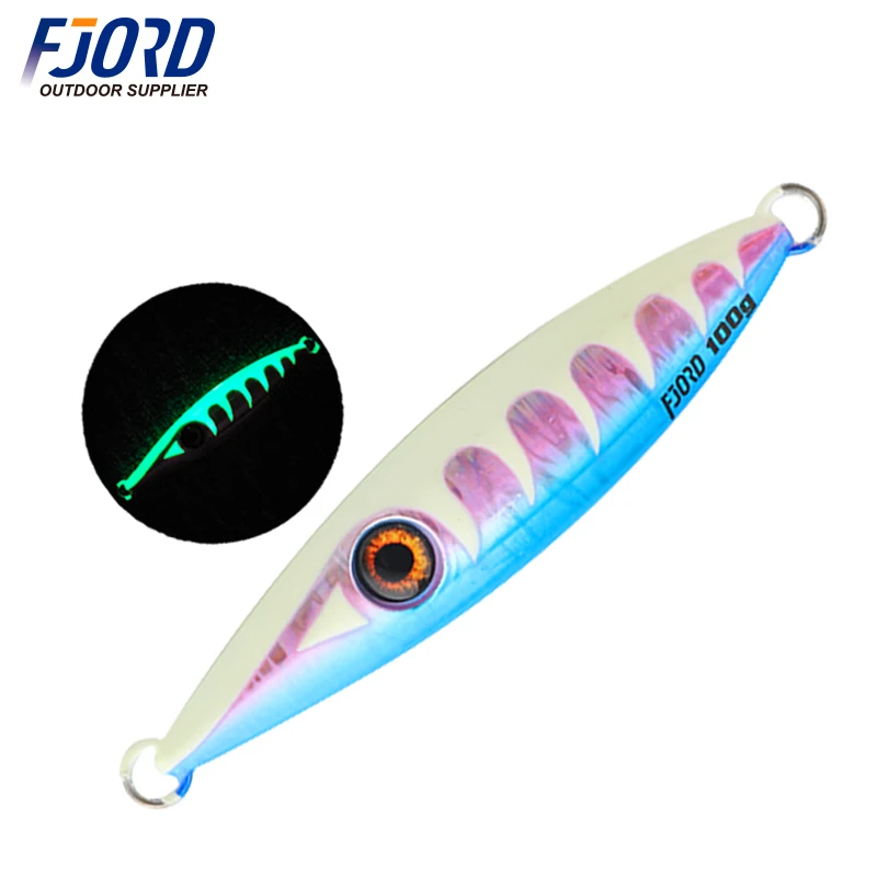 FJORD Jig Lure 150g 100g Glow in the Dark Water Metal Jigging Lure Epoxy Jig for Saltwater