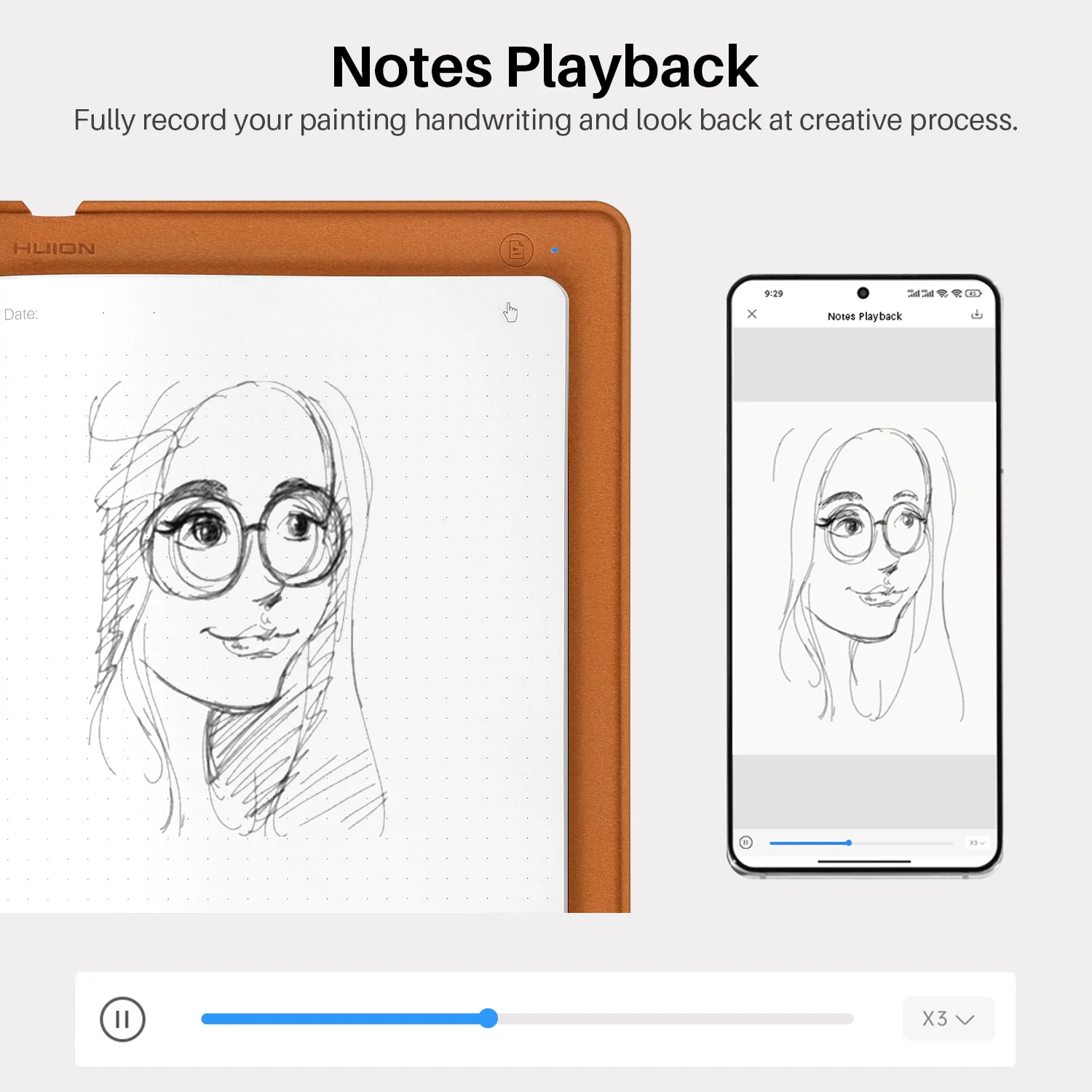 huion note 2 in 1 digital notebook drawing handwriting fusion wireless smart reusable notebook with smart pen portable X10 OEM