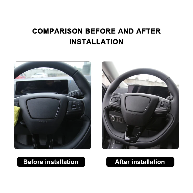 3 Pcs Car Accessories Decorative Frame Patch Steering Wheel Trim Frame For Ford Mustang Mach-E