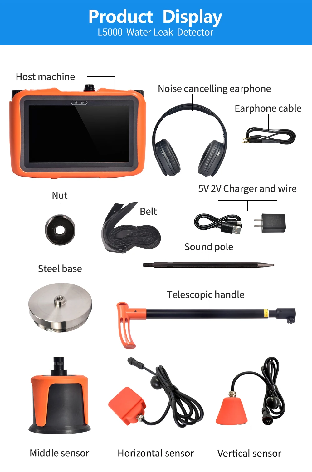 PQWT L5000 Residential Underground and Walls Multi Sensors Scanner Plumbing Pipe Water Leak Detector