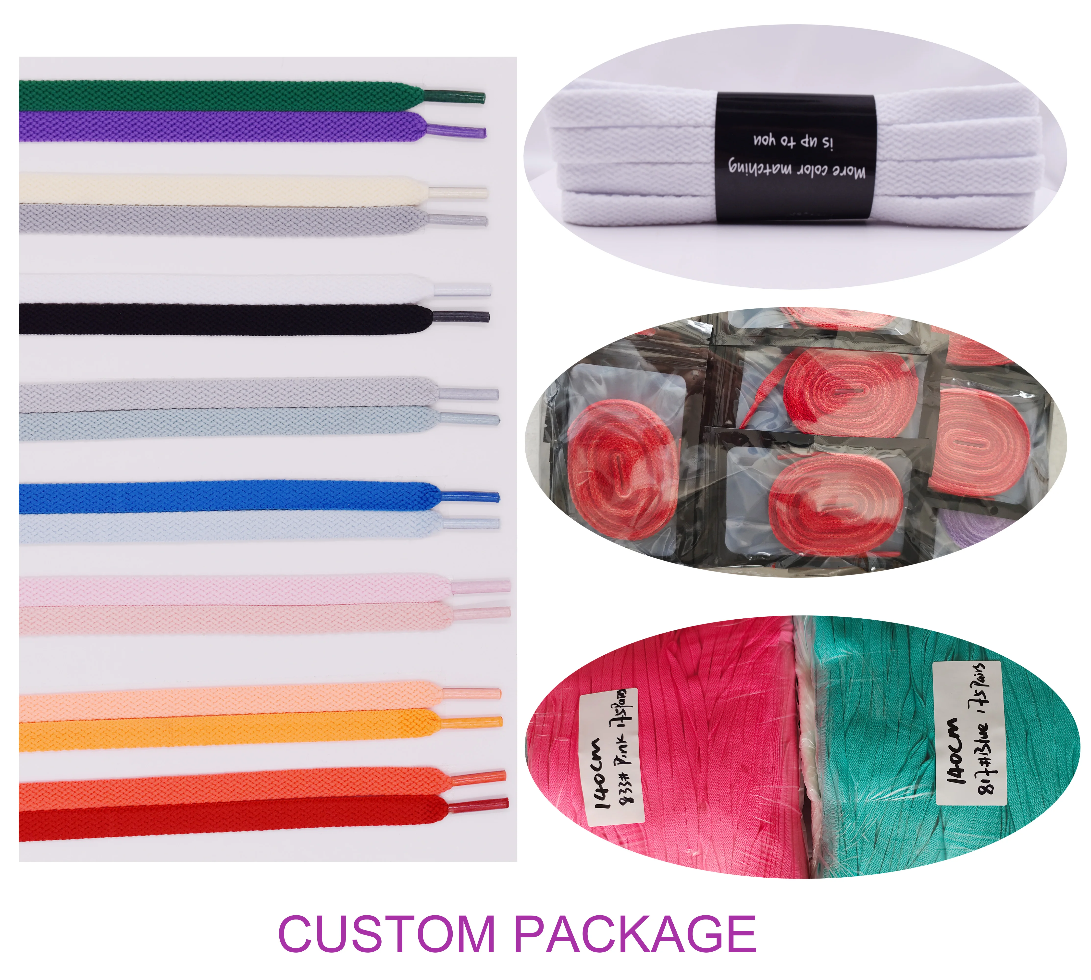 Flat laces low MOQ have stock 8mm plain flat pure colourful shoe laces polyester shoelaces with tips