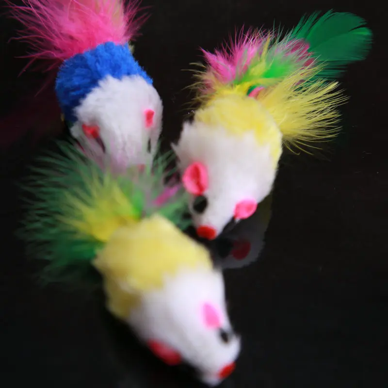 Real Rabbit Fur Mouse Cat Toy Pet Rabbit FurToy Animal 2 inches with Rattle Fur Sustainable Chew minnie mouse toys