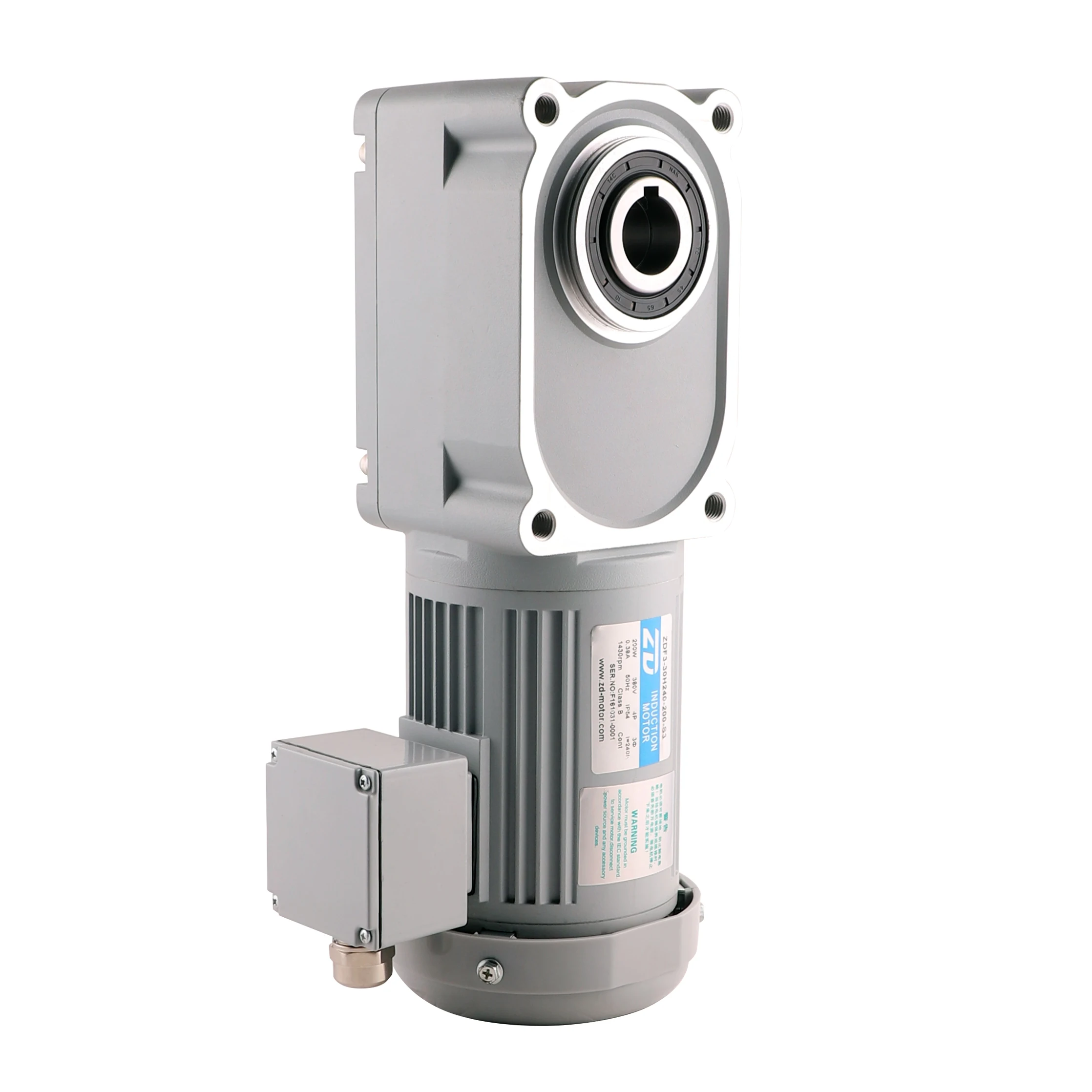 ZD Leader 1/4 HP 200w Double Flange Mounted Hollow Shaft AC Hypoid Gear Motor