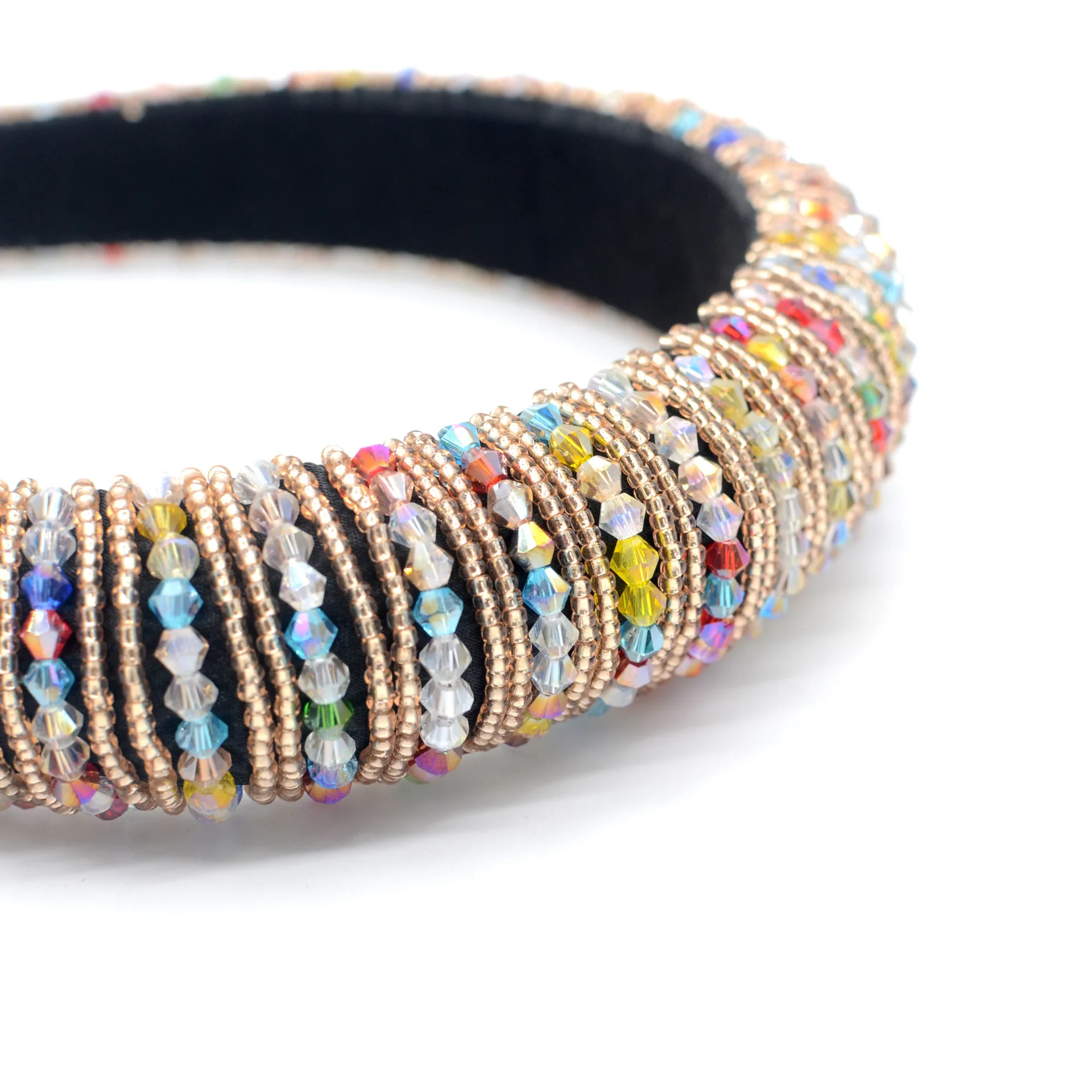 New colorful European Baroque Headband Women Luxury Bling Thick Sponge Padded Handmade  Rhinestone for Wedding Party Show