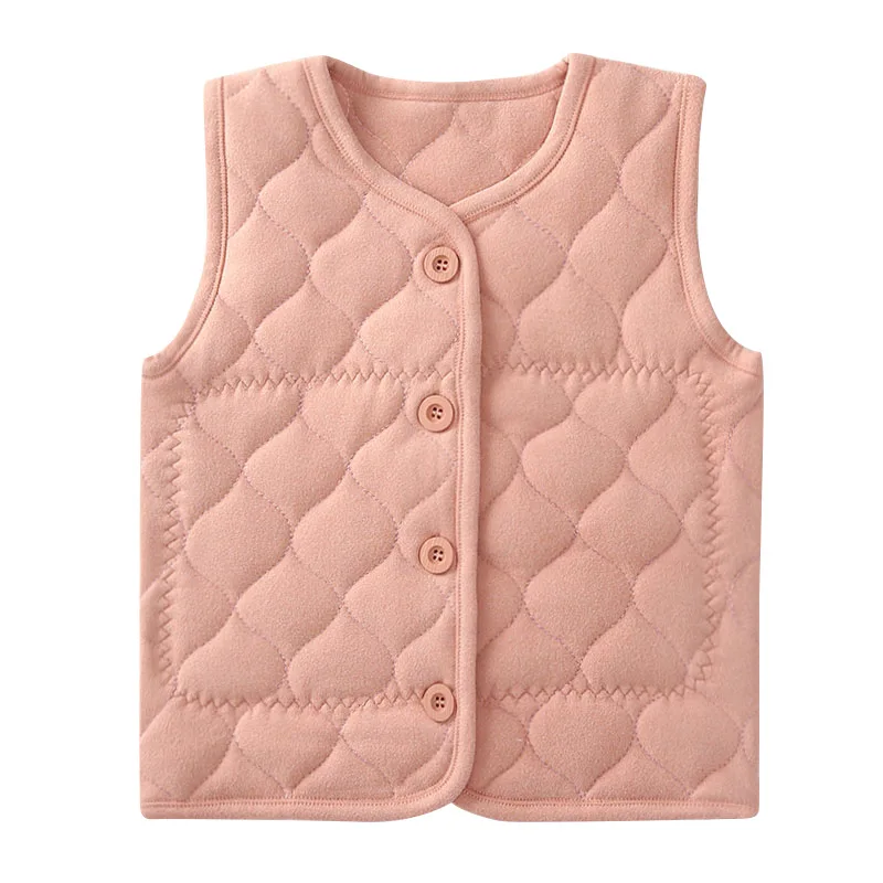 PP fall autumn winter infant baby girls sleeveless jacket toddler kids solid beige brown winter padded vest coat casual outfit