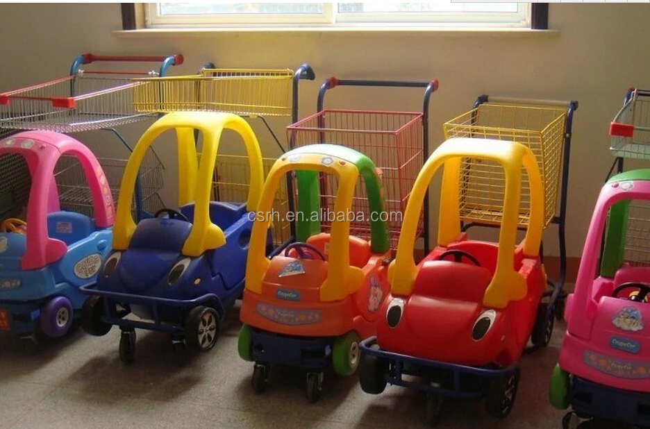 RH-SK03 1400x580x960mm  shopping mall Plastic Cute kids shopping cart with toy car