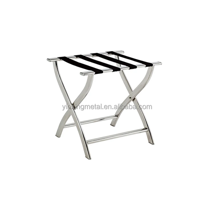 
High Quality Hotel Room Standing Stainless Steel Folding Luggage Rack Metal 