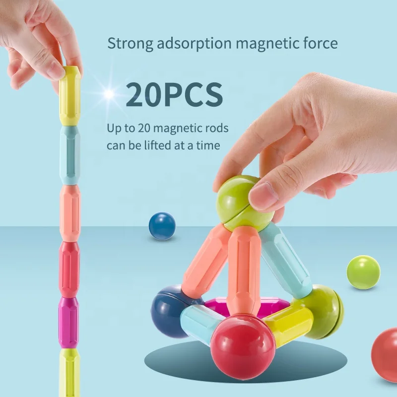 Hot-selling Strong Magnet STEM Learning 3D Building Blocks Magnetic Balls and Rods Set for Kids