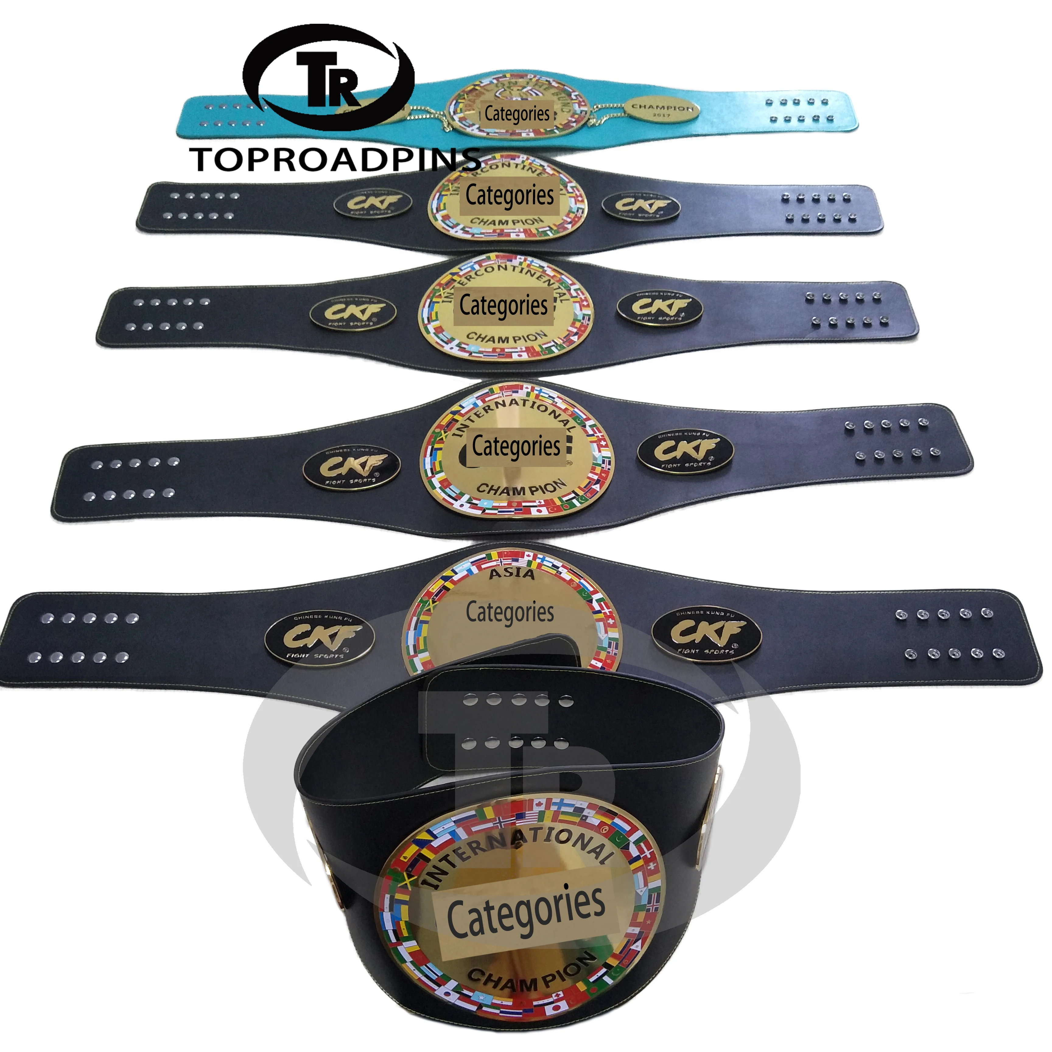 Custom Logo Free Design Gold Supplier American Style Colours Championship Wrestling Belt Fighting