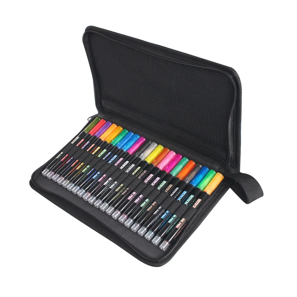 Self-outline Metallic Markers with Case 21 Colors Out Line Paint Permanent Marker Pens for Gift Card Rock Painting DIY Photo