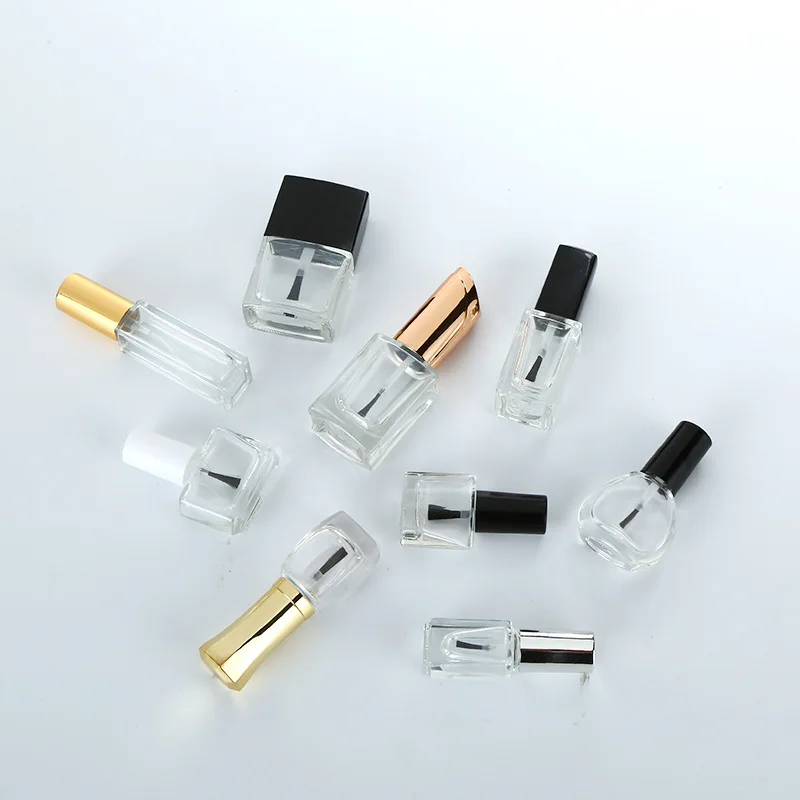 Custom logo printing empty 5ml 7ml 10ml 15ml matte black UV gel glass nail polish bottles with brush caps