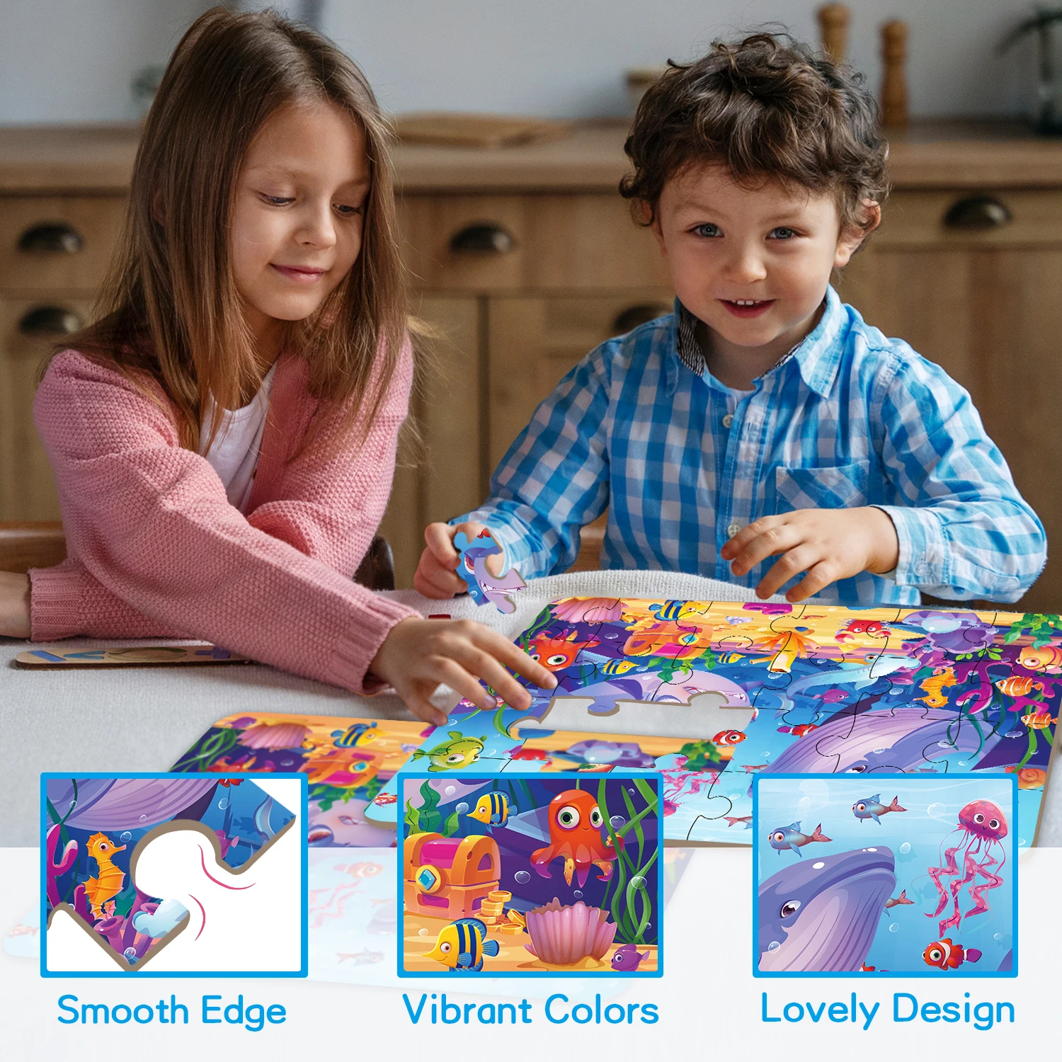 Customized Print fun jigsaw puzzle game colorful ocean world 24 pieces Paper jigsaw puzzles for kids