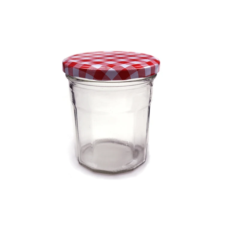 Bonne Maman Octagon Glass Jar for Honey Syrup Jam Caviar with Metal Lids Clear 250ml Machine Kitchen Food Modern Octagon Shape