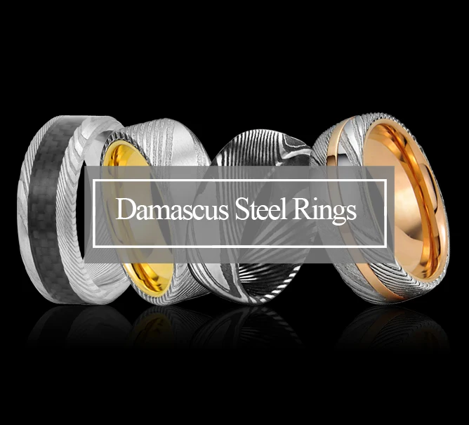 Wholesale Damascus Steel Blank Rings Cores for Inlay