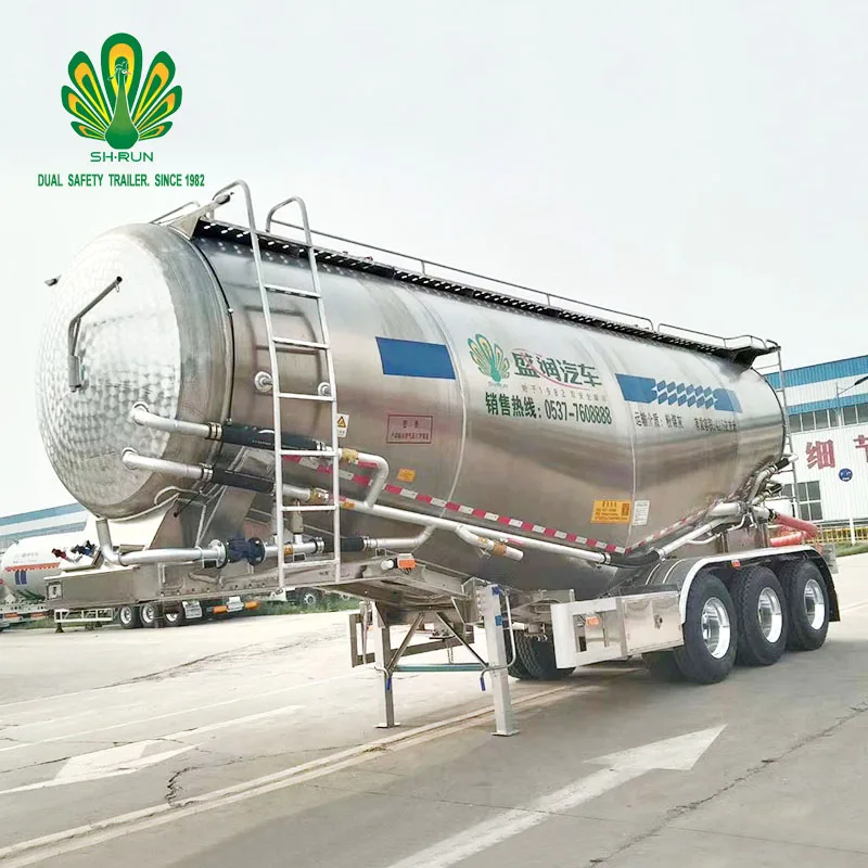 3 Axles 36 cbm V-shape Aluminum alloy Cement Tanker trailer single compartment