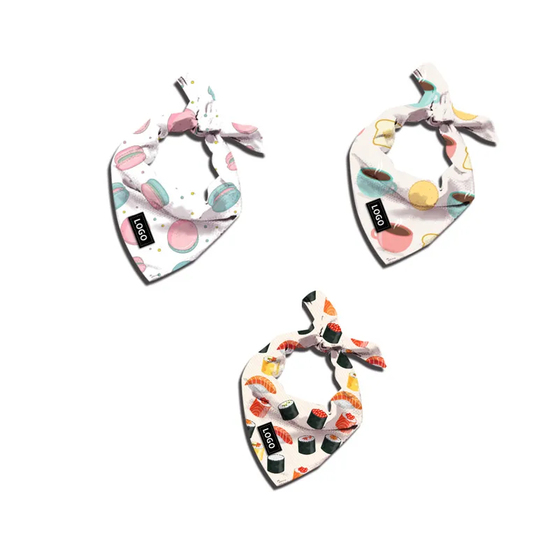 High quality Custom Print Logo Pet Puppy Bandana Fashion Collar Neck Scarf cotton Dog Bandana set