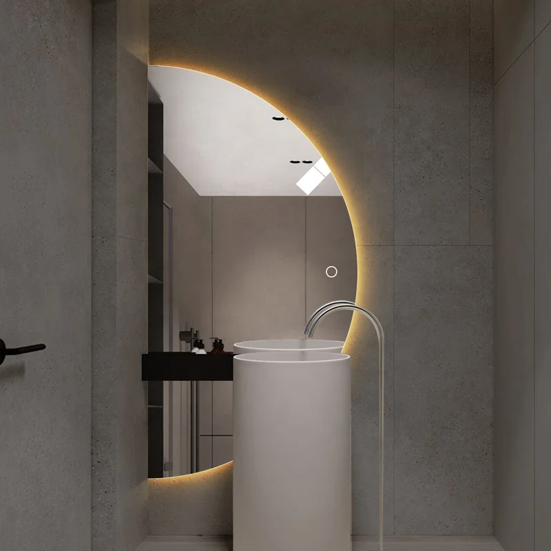 Modern Home Half-rounded Decorative Wall Mounted Bathroom Mirrors Lighting Backlit Led Smart Mirrors For Bathroom