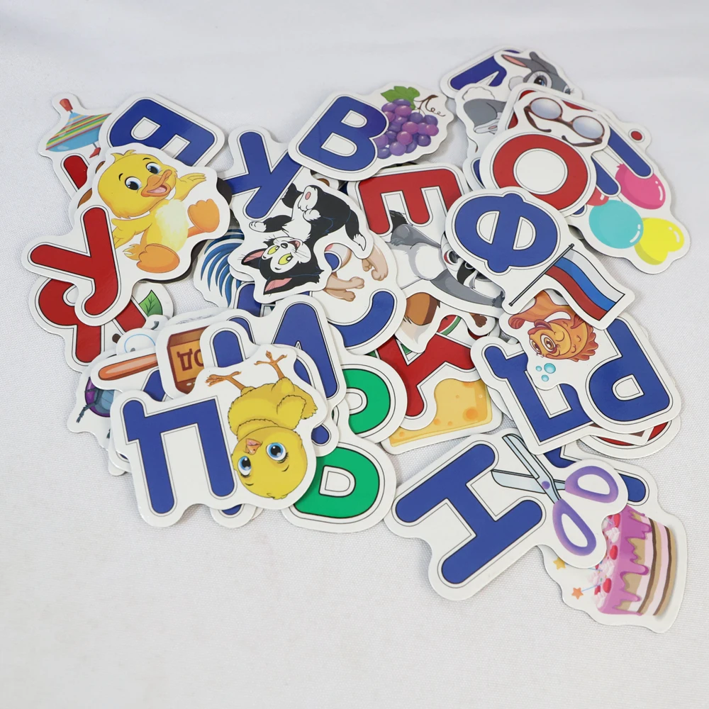 WRC001 Magnetic Russian Alphabet 33 pcs ABC letters Fridge Magnet Stick Toy for Kids
