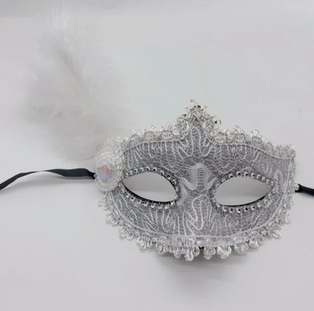 Wholesale Halloween Holiday ball face mask masquerade party mask with feather