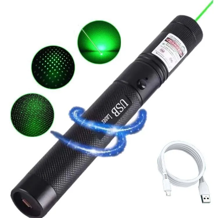 Upgraded USB rechargeable Green Laser Pointer Pen Powerful Handheld Laser Pen