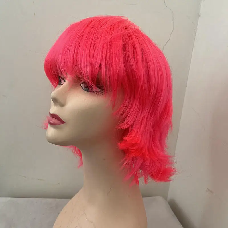 Wig Red pink Short Hair Cos Style Short Boys Wigs Cosplay Wigs For Men