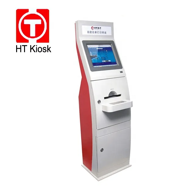 touch screen Customized self service Bus station tickets terminal printing Thermal receipt printer Mental pin pad kiosk