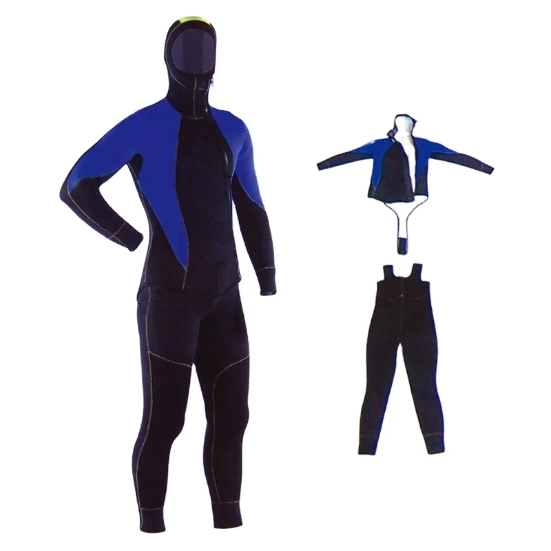 Custom 3-7mm SBR neoprene Materials two piece diving spearfishing wetsuit Diving Wet suit with hood