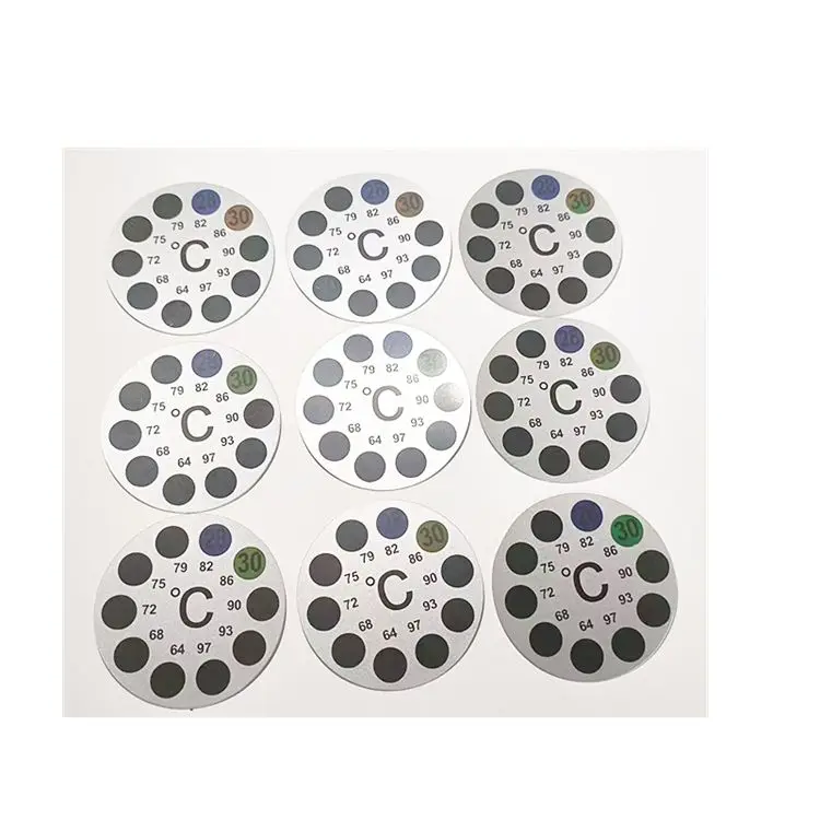 Custom Cloth Thermometer Strip Sticker Digital LCD Holographic Adhesion round Shape for Adult Jackets Industrial Application
