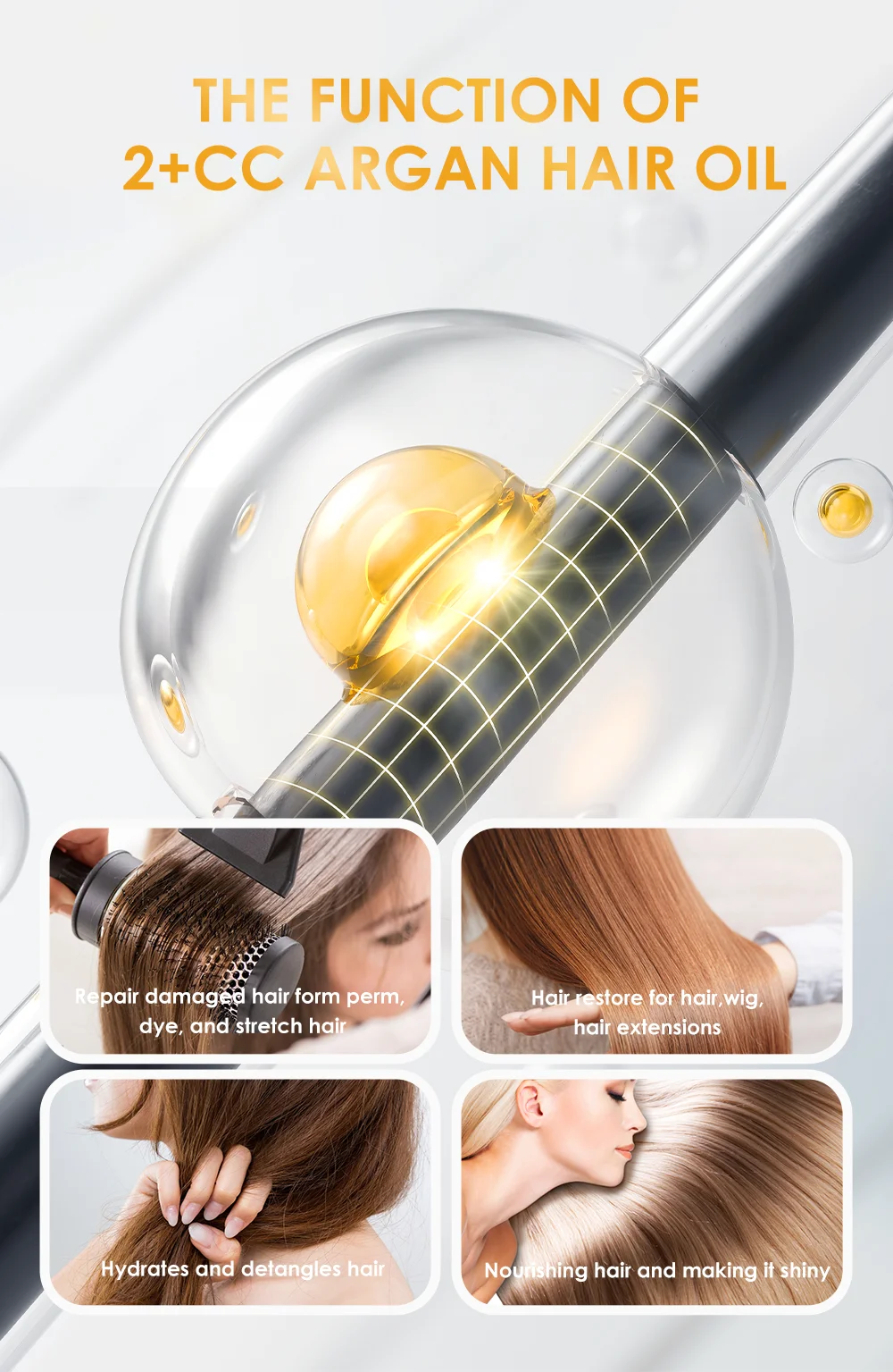 Low Price Yellow Fifteen Argan CC argan oil vitamin C honey hair oil serum