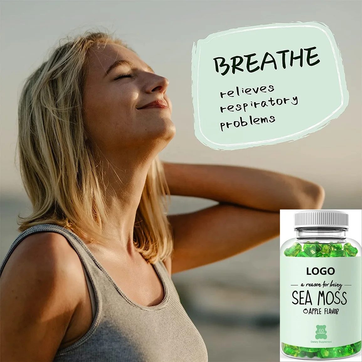 Private Label Organic Irish Bulk Bladderwrack Burdock Root Elderberry Vegan Seamoss Sea Moss Gummies