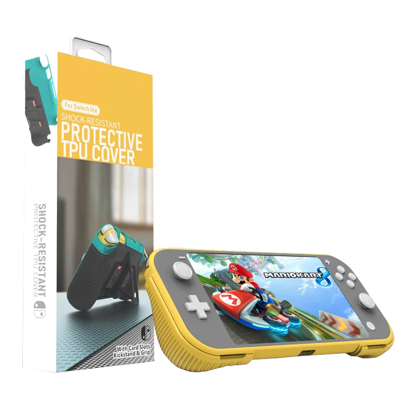 TPU Abs material Protective Shell Case Cover with Holder and card storage slots for Switch Lite Console