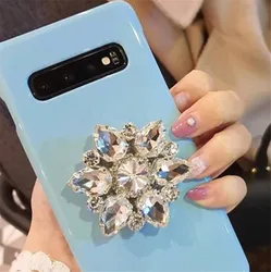 Luxury Women Bling Cell Phone Socket Custom Diamond Pearl Jewelry Popings Phone Holder Stand Grip