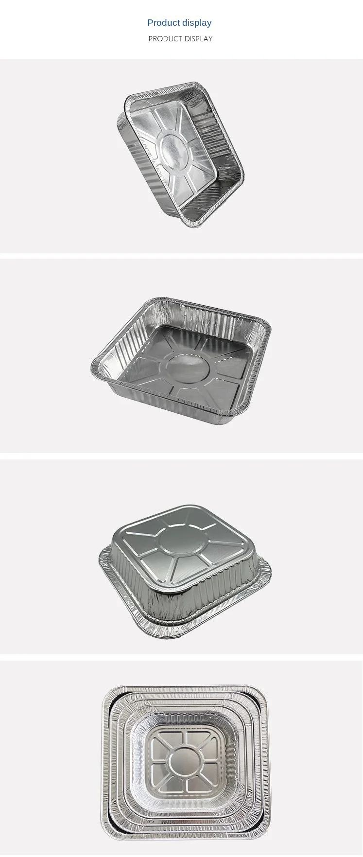 Disposable Aluminum Foil Pan Home Oven Baking Square Tin Foil Tray Pizza Barbecue Lunch Boxes
