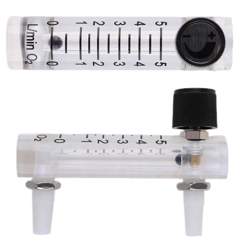LZQ-3 0-5LPM Gas Oxygen Flows Meter With Control Valves Black+White