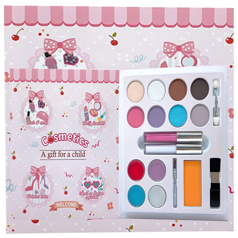 Amazon hot sale Girls pretend princess cosmetics bag Calm makeup gift package for the child