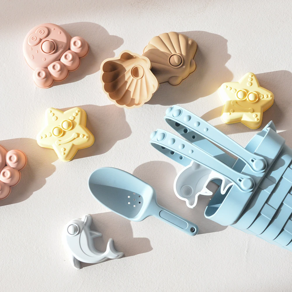 Summer Outdoor Toys silicone beach bucket outdoor kids Educational Beach Toy Silicone Bucket Pail and Spade sets