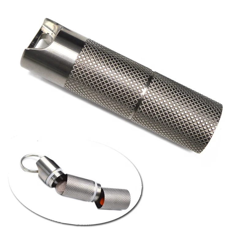 Titanium Waterproof Keychain Pill Holder Container Portable Mini Size Pill Box Case for Outdoor Travel Camping