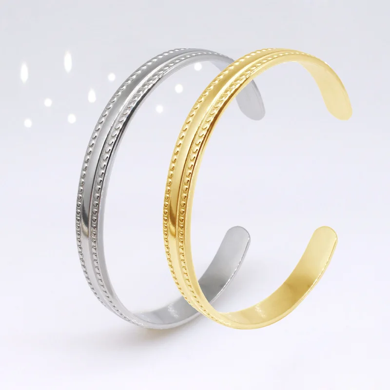Wholesale Casual Couple Girls Accessories Opening Stamping Blanks Bangles Women Gold Cuff Bracelet