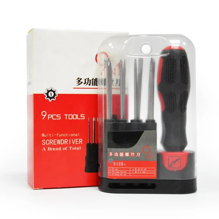 9 in 1 screwdriver set multi-purpose hand tool series Chrome vanadium steel material
