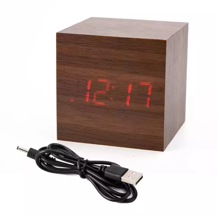 Desk Digital  LED Alarm Clock  Electronic Alarm Clock Creative wooden Pen Holder Decorative Desk clock