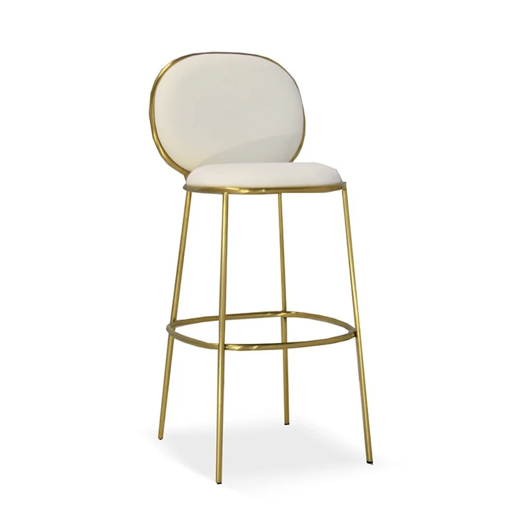 Modern High Quality Bar Stool Chair Gold Metal Base Velvet Fabric High Bar Chairs