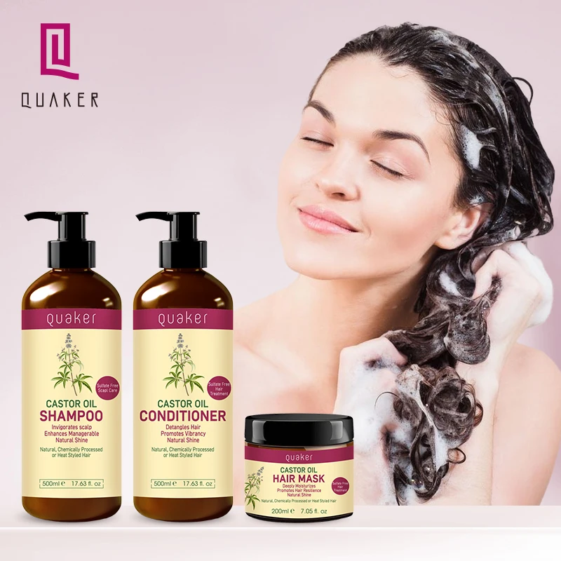 Qquaker Oem Organic Black Castor Oil Shampoo For Anti Hair Loss Hair Care Products Bundle Shampoo For Fine Hair