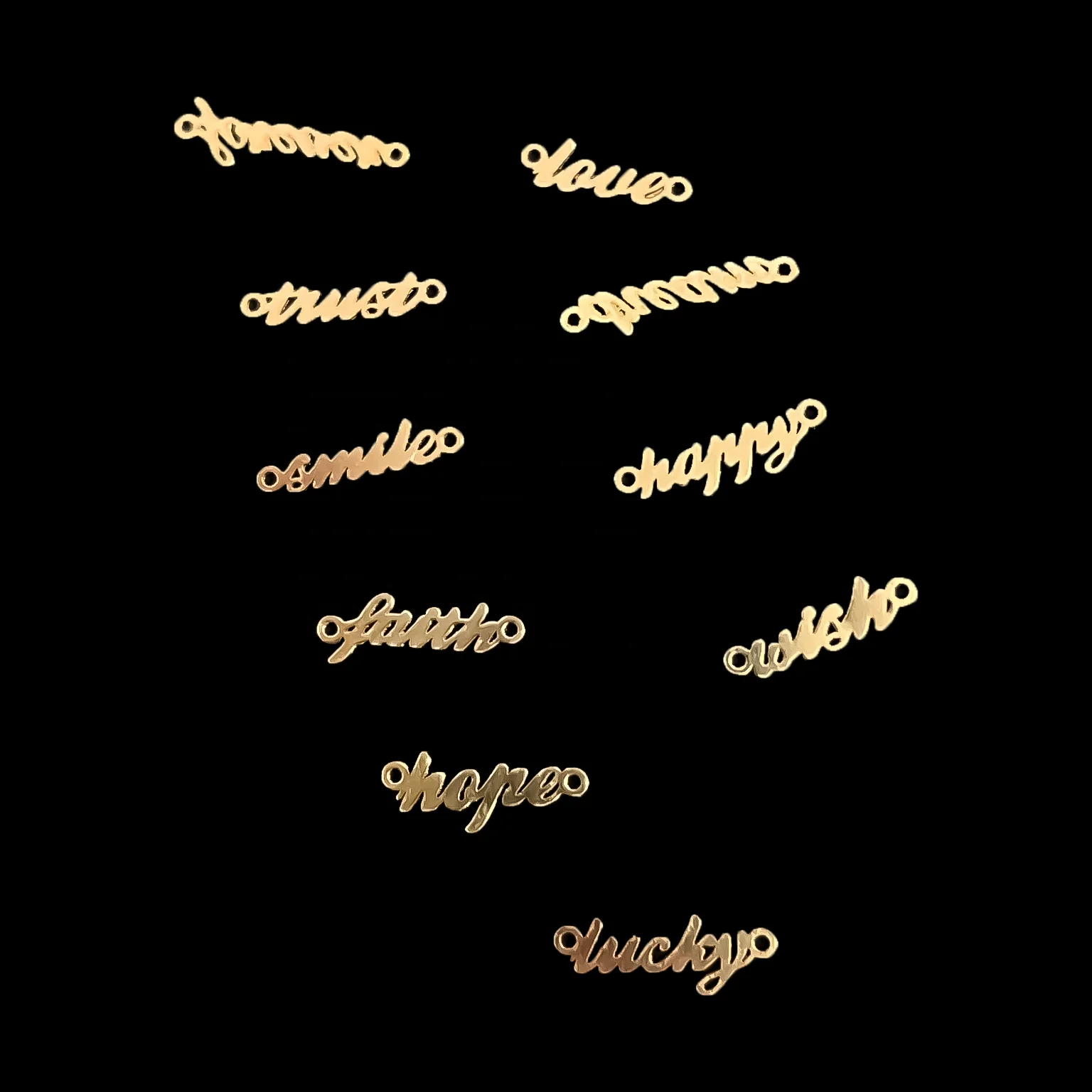 New love hope wish trust letter connectors anti tarnish jewelry gold filled forever charms