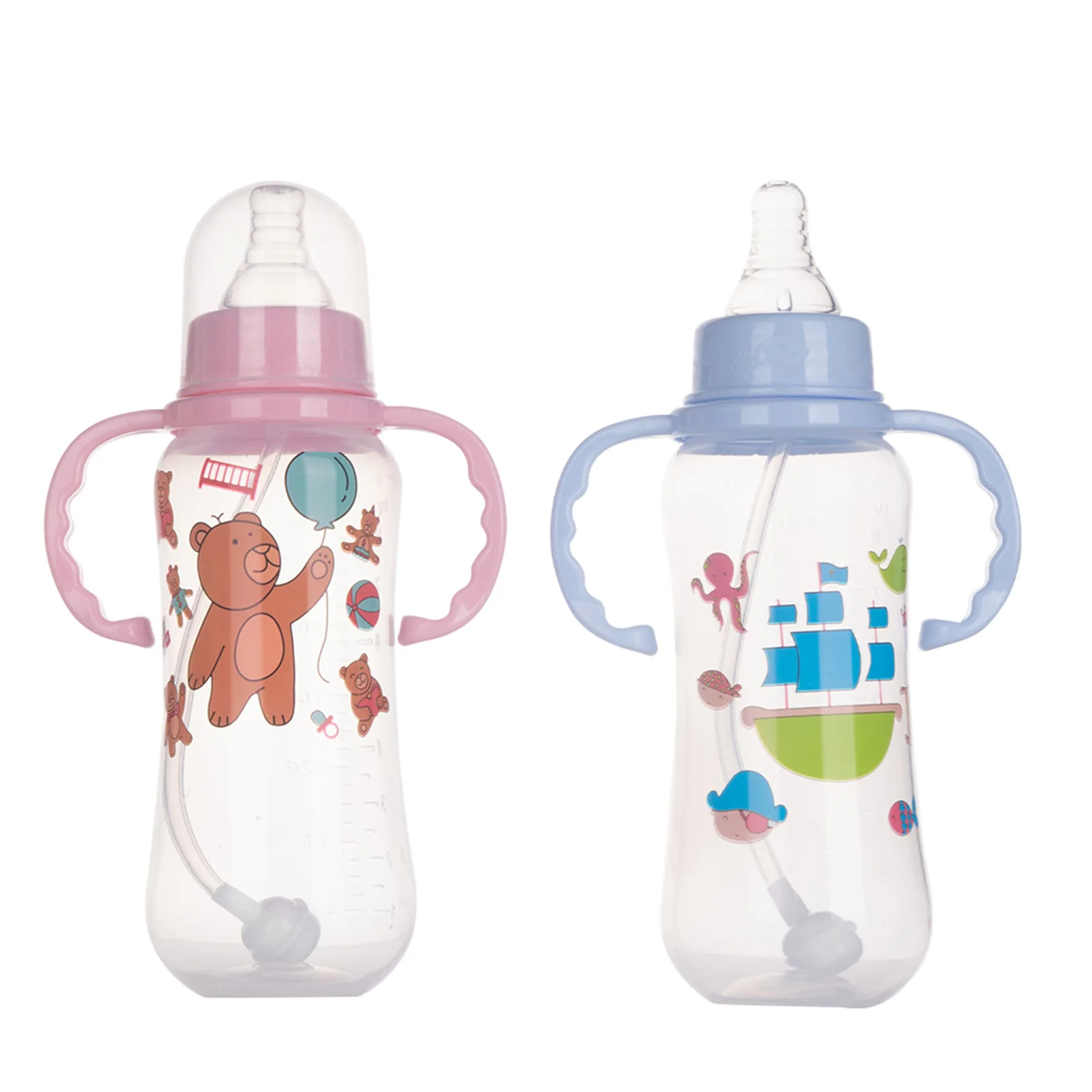 Multiple types of quality baby 280/150/60ml bottle Drink bottle Empty baby bottle with handle
