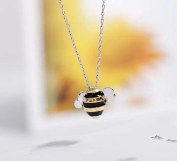 New Cute Bee 925 Sterling Silver Necklaces & Pendants Choker Necklace Women Jewelry